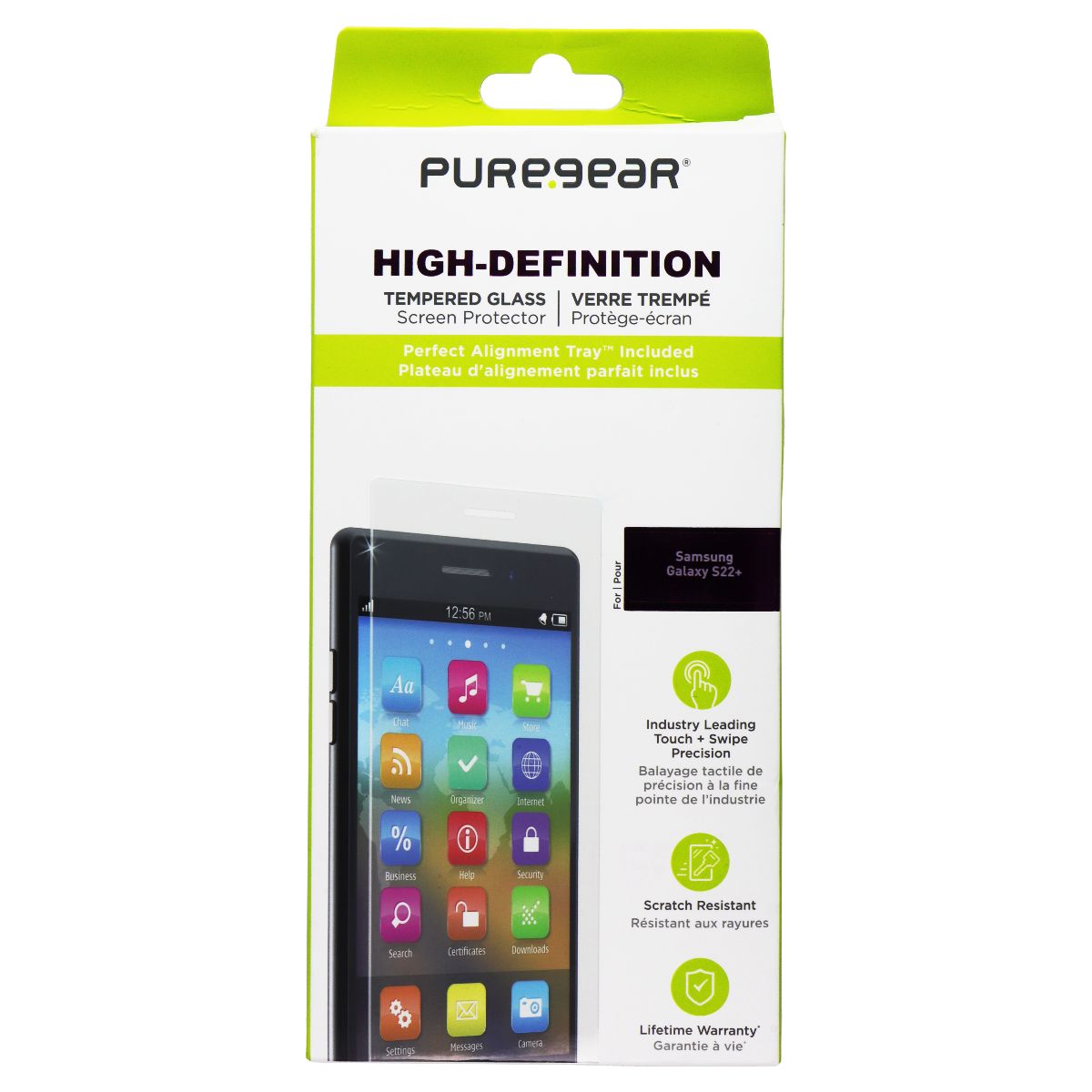 PureGear High-Definition Tempered Glass for Samsung Galaxy S22+ (Plus) - Clear Cell Phone - Screen Protectors PureGear - Simple Cell Bulk Wholesale Pricing - USA Seller
