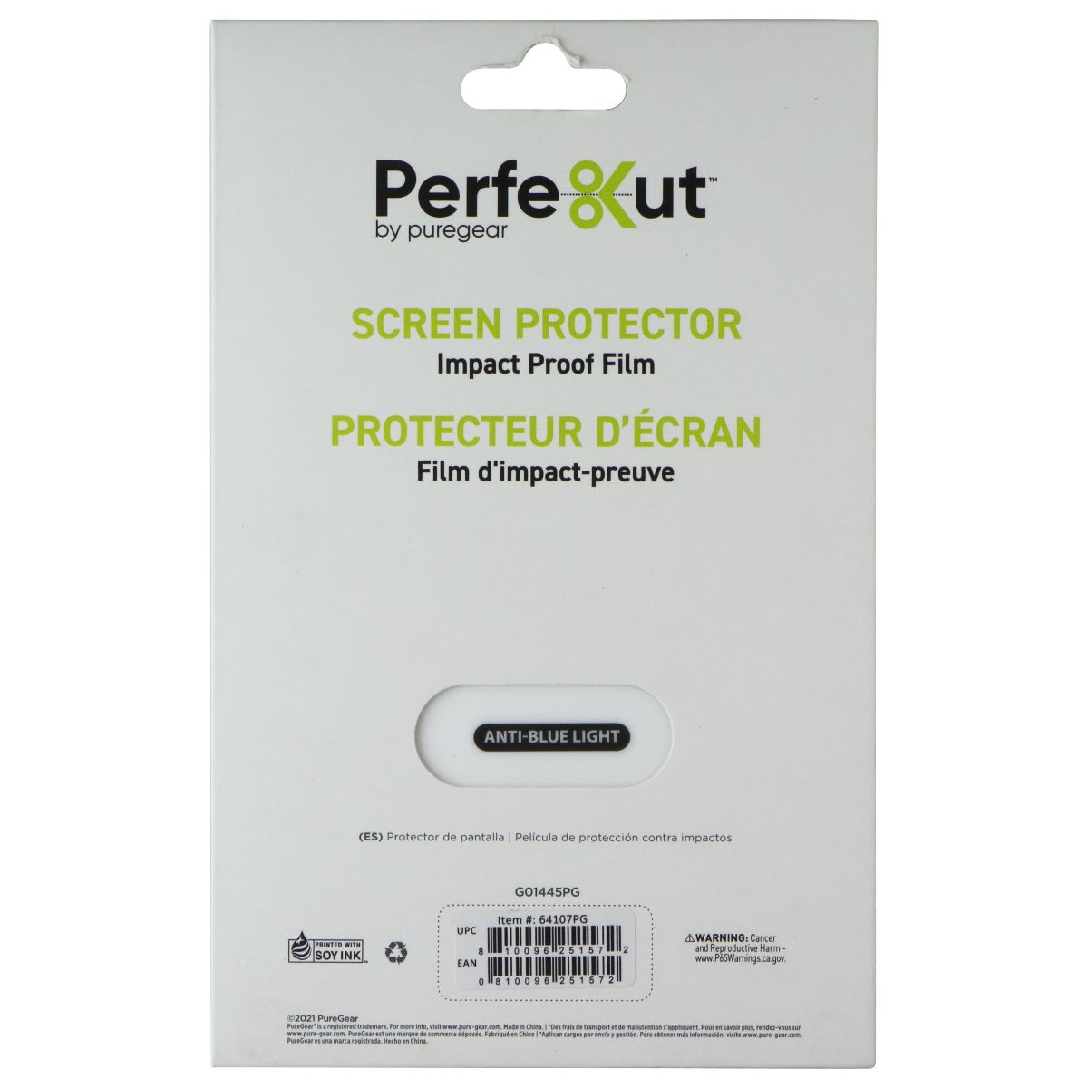 PureGear Perfekut Screen Protector Impact Proof Film - Anti-Blue Light (64107PG) Cell Phone - Screen Protectors PureGear - Simple Cell Bulk Wholesale Pricing - USA Seller