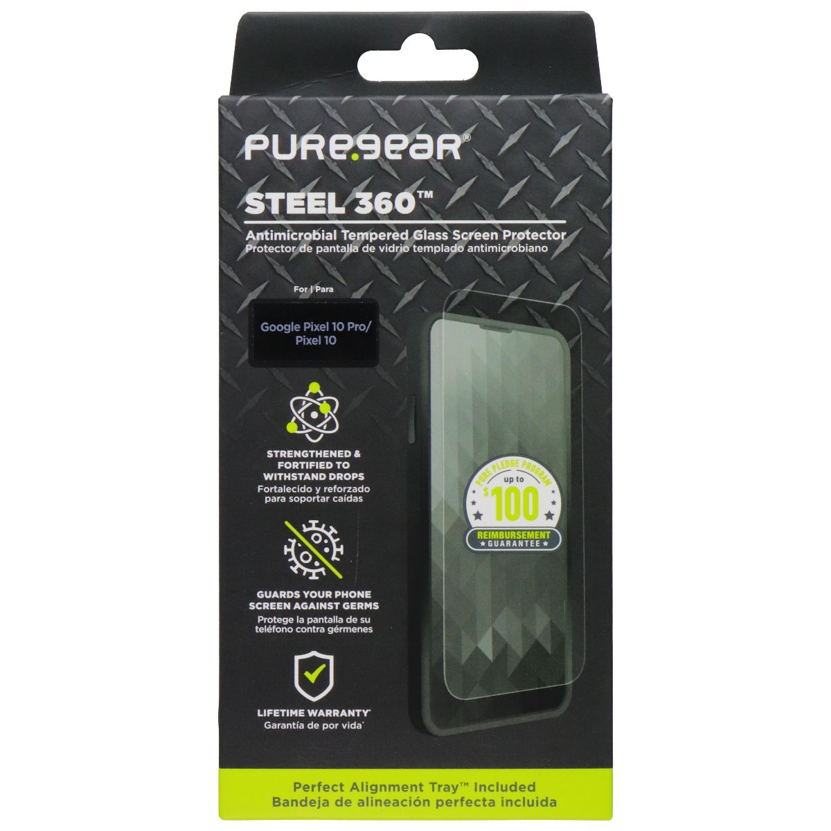PureGear Steel 360 Tempered Glass Screen Protector for Google Pixel 10/10 Pro Cell Phone - Screen Protectors PureGear - Simple Cell Bulk Wholesale Pricing - USA Seller
