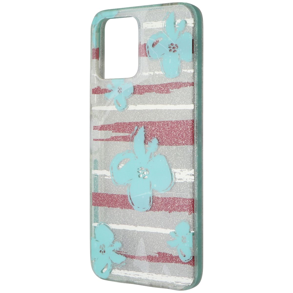 PureGear Slim Shell Series Hard Case for REVVL 6 5G - Blue Flowers/Glitter Cell Phone - Cases, Covers & Skins PureGear - Simple Cell Bulk Wholesale Pricing - USA Seller
