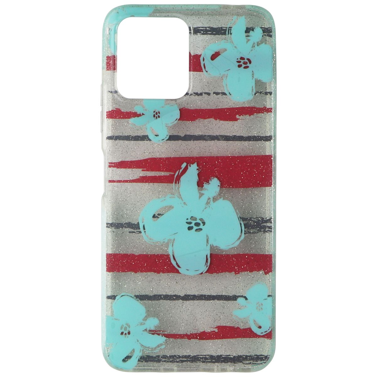 PureGear Slim Shell Series Hard Case for REVVL 6 5G - Blue Flowers/Glitter Cell Phone - Cases, Covers & Skins PureGear - Simple Cell Bulk Wholesale Pricing - USA Seller