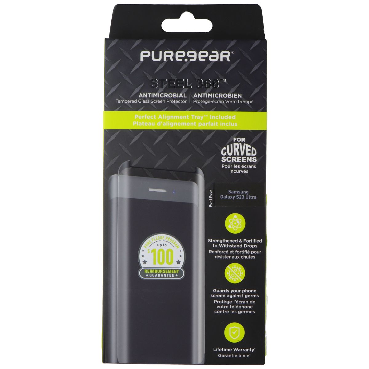 PureGear Steel 360 Series Screen Protector for Samsung Galaxy S23 Ultra Cell Phone - Screen Protectors PureGear    - Simple Cell Bulk Wholesale Pricing - USA Seller