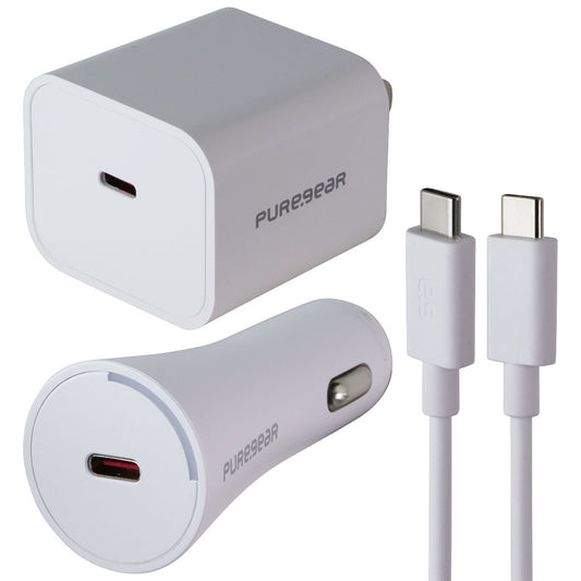 PureGear Light Speed 30W USB-C Wall & Car Charger w/ USB-C Cable - White Cell Phone - Chargers & Cradles PureGear - Simple Cell Bulk Wholesale Pricing - USA Seller