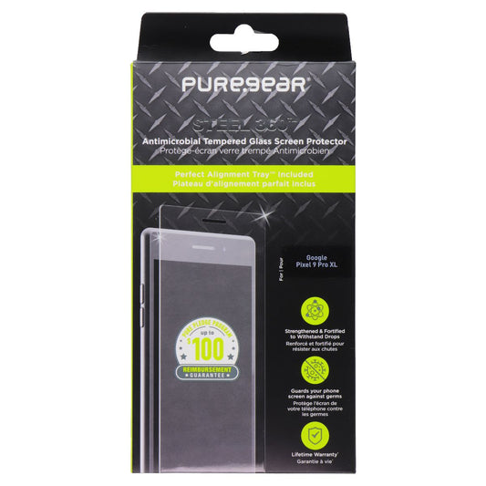PureGear Steel 360 Tempered Glass Screen Protector for Google Pixel 9 Pro XL Cell Phone - Screen Protectors PureGear - Simple Cell Bulk Wholesale Pricing - USA Seller