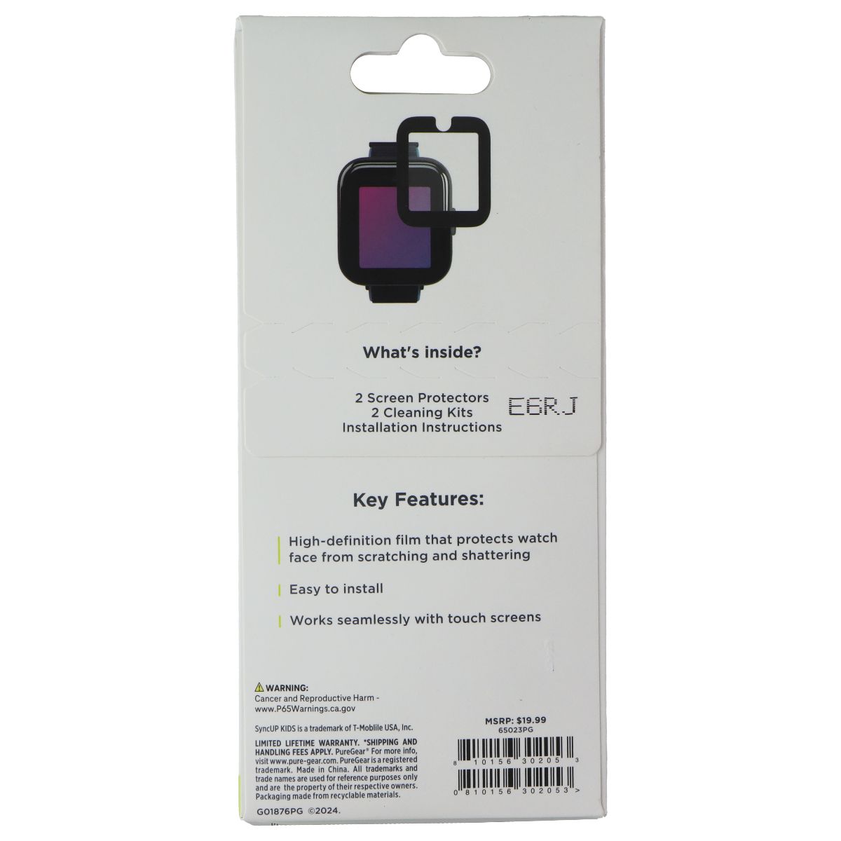 PureGear Smart Watch Screen Protectors for SyncUP Kids Watch - 2 Pack Smart Watch Accessories - Screen Protectors PureGear - Simple Cell Bulk Wholesale Pricing - USA Seller