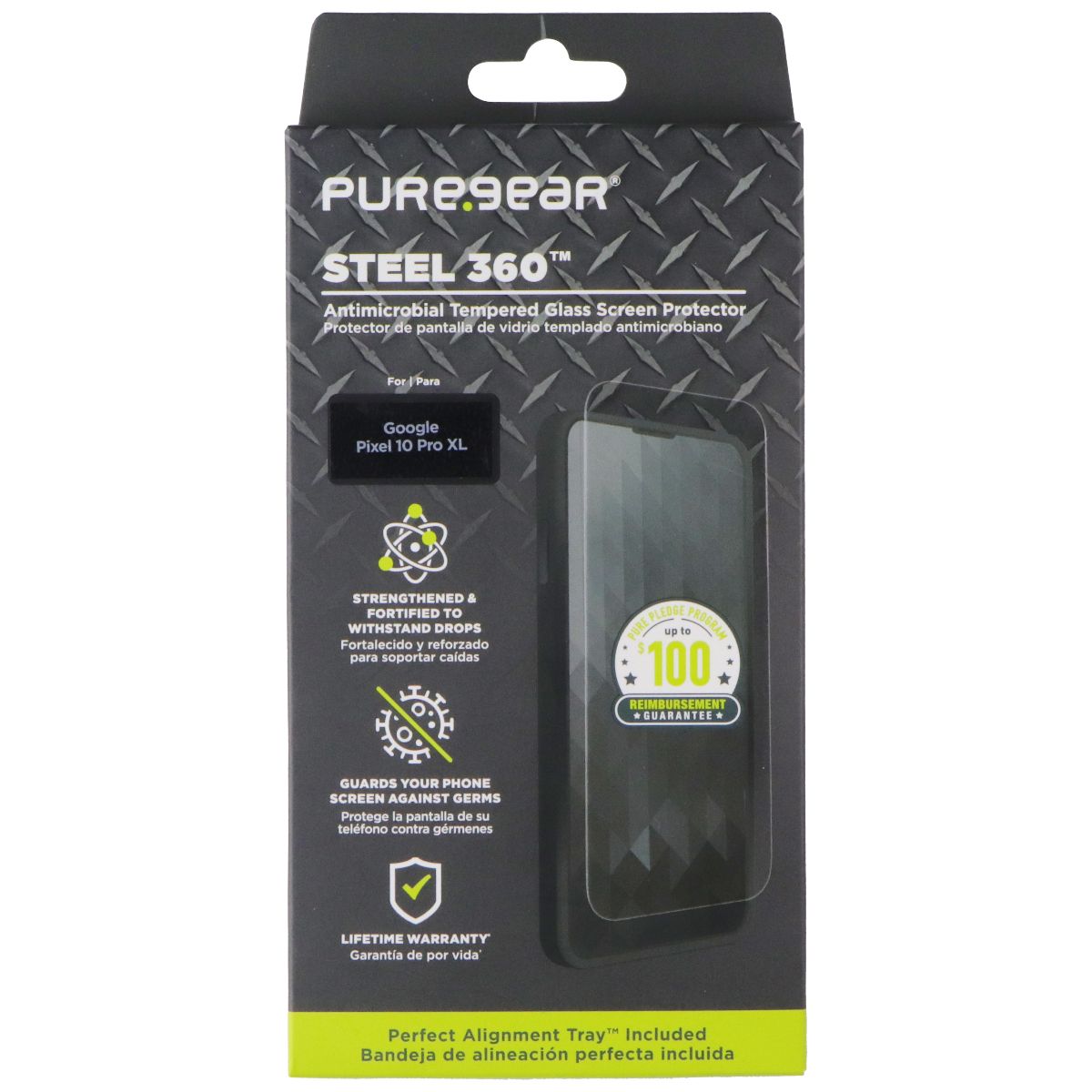 PureGear Steel 360 Tempered Glass Screen Protector for Google Pixel 10 Pro XL Cell Phone - Screen Protectors PureGear - Simple Cell Bulk Wholesale Pricing - USA Seller
