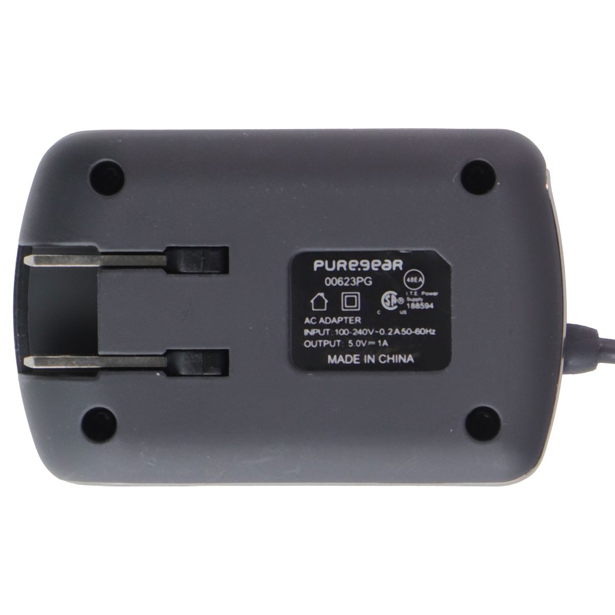 PureGear Wall Charger w/ 5-Foot Lightning 8-Pin Cable Attached - Black (00623PG) Cell Phone - Cables & Adapters PureGear - Simple Cell Bulk Wholesale Pricing - USA Seller