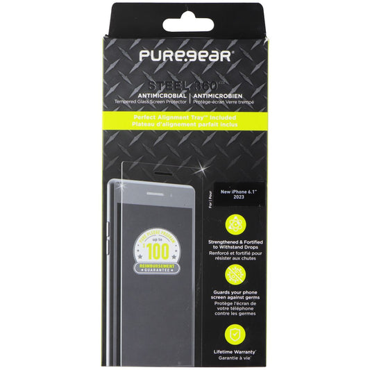 PureGear Steel 360 Tempered Glass for Apple iPhone 15 - Clear Cell Phone - Screen Protectors PureGear    - Simple Cell Bulk Wholesale Pricing - USA Seller