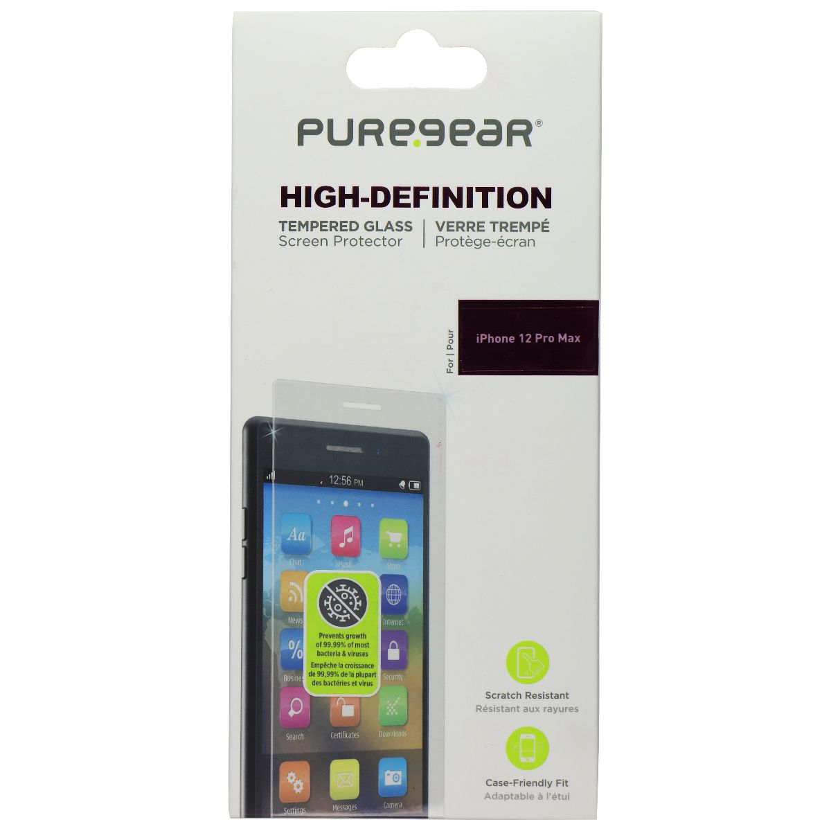 PureGear High-Definition Tempered Glass for Apple iPhone 12 Pro Max Cell Phone - Screen Protectors PureGear - Simple Cell Bulk Wholesale Pricing - USA Seller