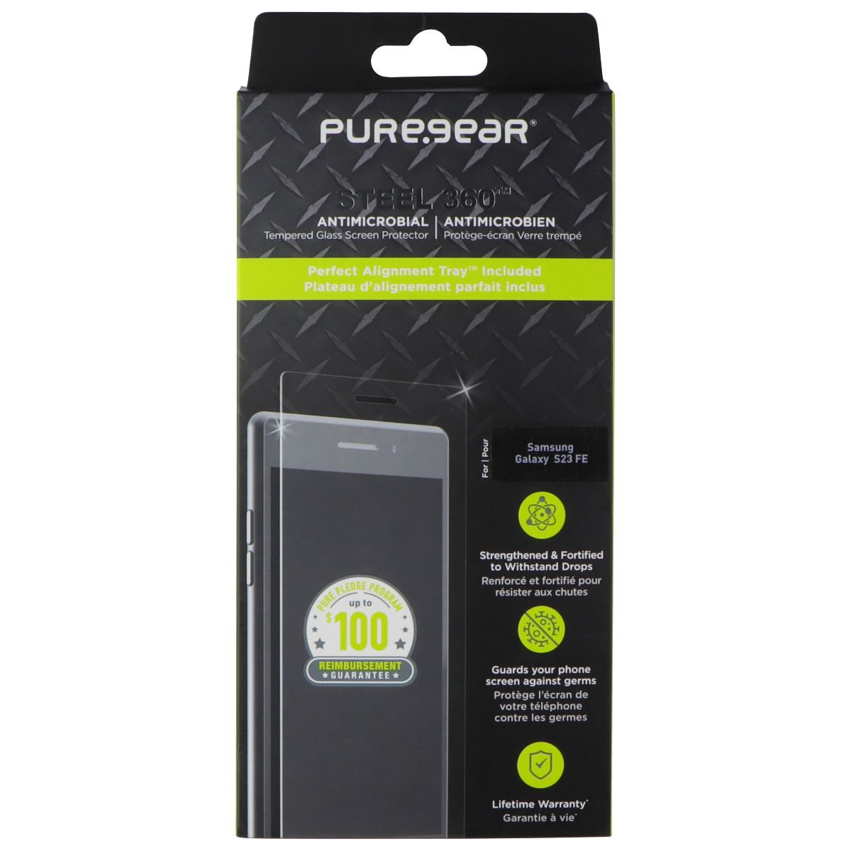 PureGear Steel 360 Series Tempered Glass for Samsung Galaxy S23 FE - Clear Cell Phone - Screen Protectors PureGear    - Simple Cell Bulk Wholesale Pricing - USA Seller