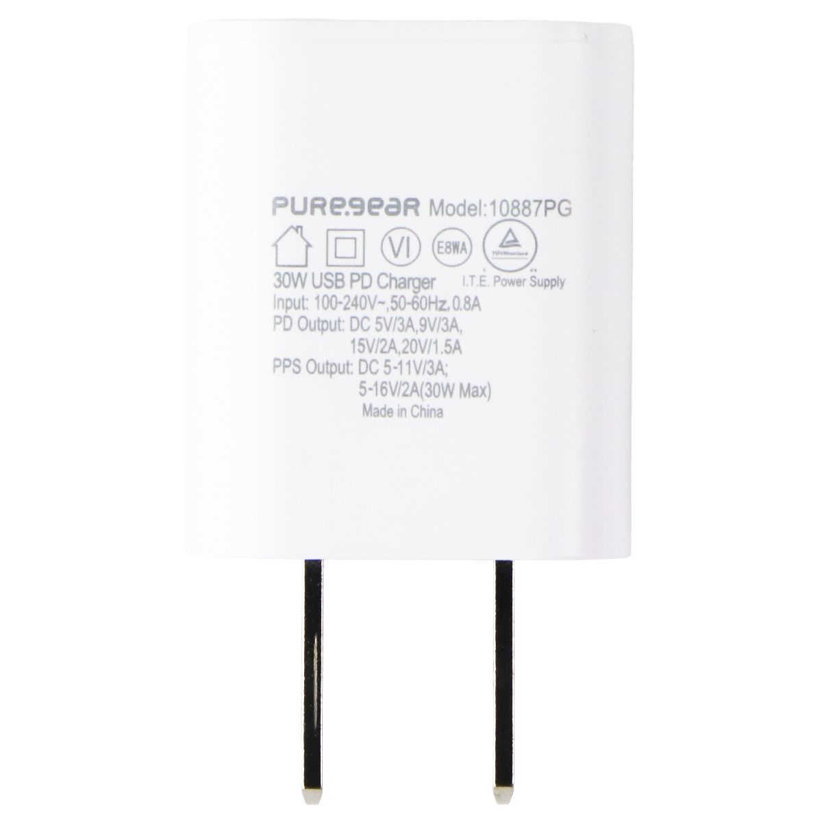 PureGear LightSpeed Nano (30W) Single Port USB-C Wall Charger - White (64842PG) Cell Phone - Chargers & Cradles PureGear - Simple Cell Bulk Wholesale Pricing - USA Seller