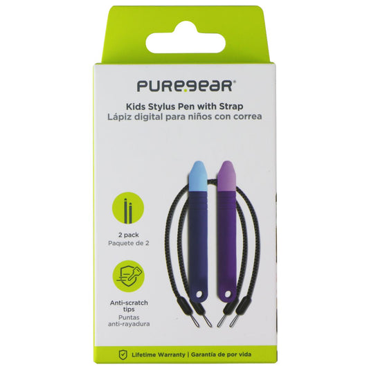 PureGear Kids Stylus Pen with Strap and Anti-Scratch Tips - Blue/Purple (2 Pack) iPad/Tablet Accessories - Styluses PureGear - Simple Cell Bulk Wholesale Pricing - USA Seller