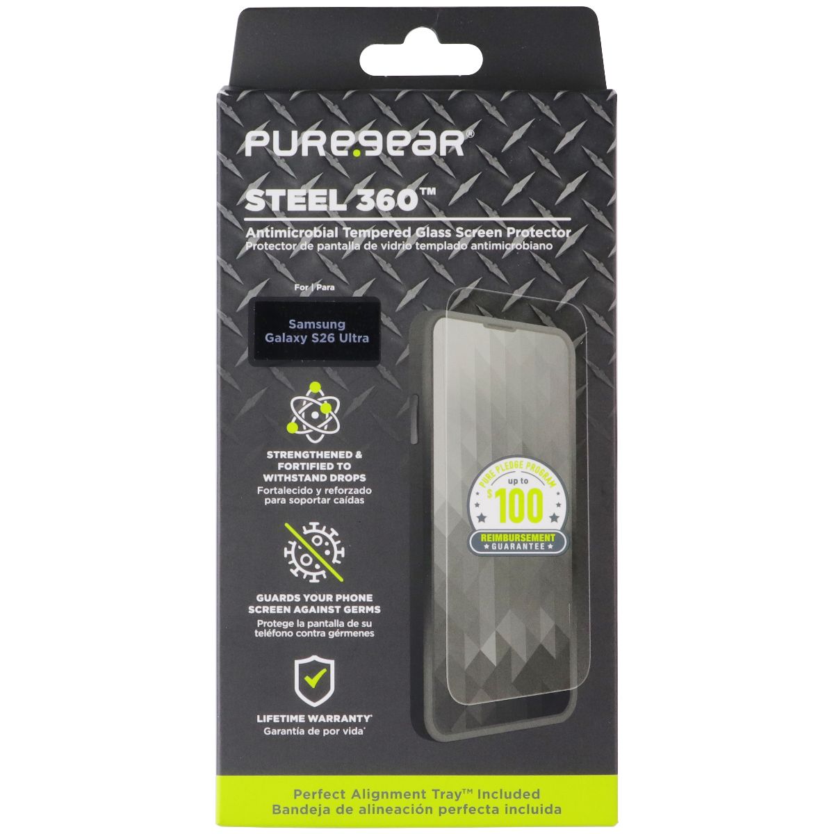 PureGear Steel 360 Tempered Glass Screen Protector for Samsung Galaxy S26 Ultra Cell Phone - Screen Protectors PureGear - Simple Cell Bulk Wholesale Pricing - USA Seller