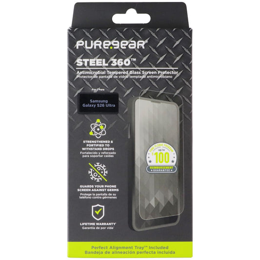PureGear Steel 360 Tempered Glass Screen Protector for Samsung Galaxy S26 Ultra Cell Phone - Screen Protectors PureGear - Simple Cell Bulk Wholesale Pricing - USA Seller
