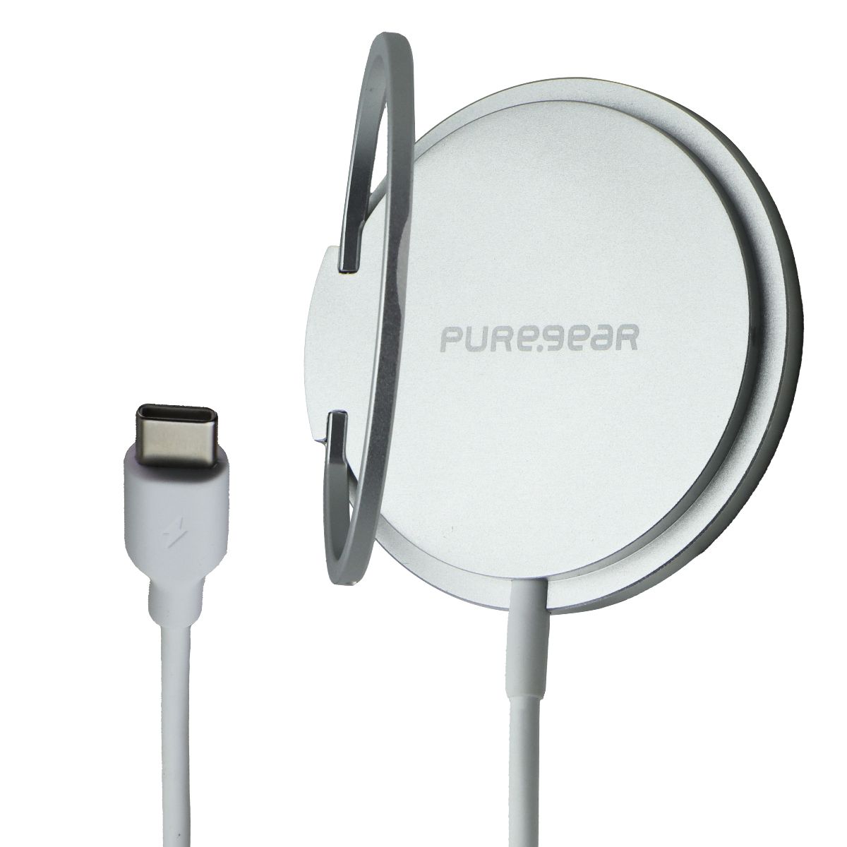 PureGear 15W Fast Magnetic Wireless Charger + Wall Adapter - Silver/White