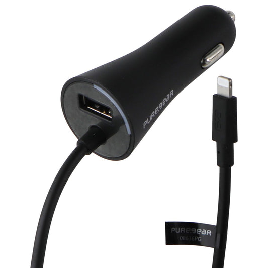 PureGear 24W Car Charger with Lightning 8-Pin Connector and USB-A Port - Black Cell Phone - Chargers & Cradles PureGear    - Simple Cell Bulk Wholesale Pricing - USA Seller