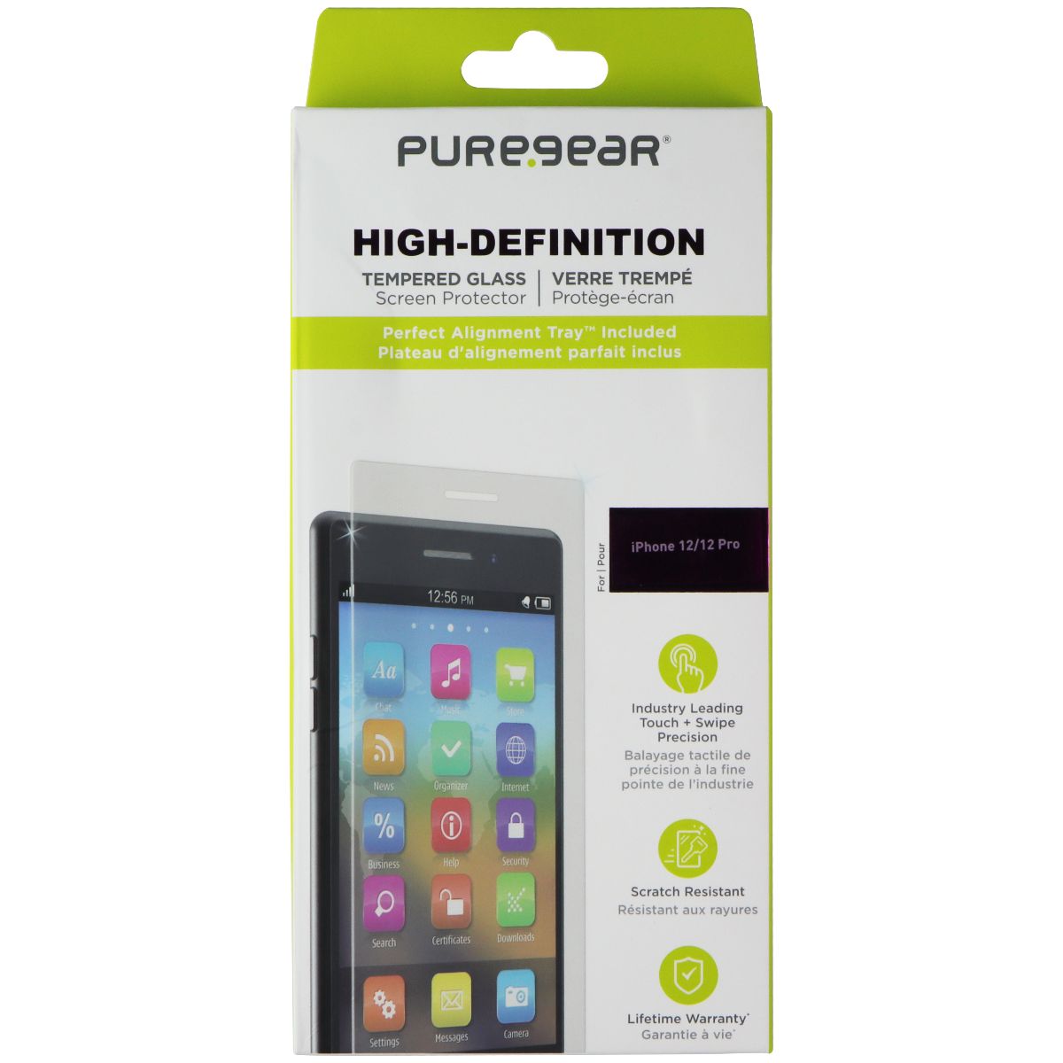 PureGear High-Definition Tempered Glass w/ Alignment Tray for iPhone 12 / 12 Pro Cell Phone - Screen Protectors PureGear - Simple Cell Bulk Wholesale Pricing - USA Seller
