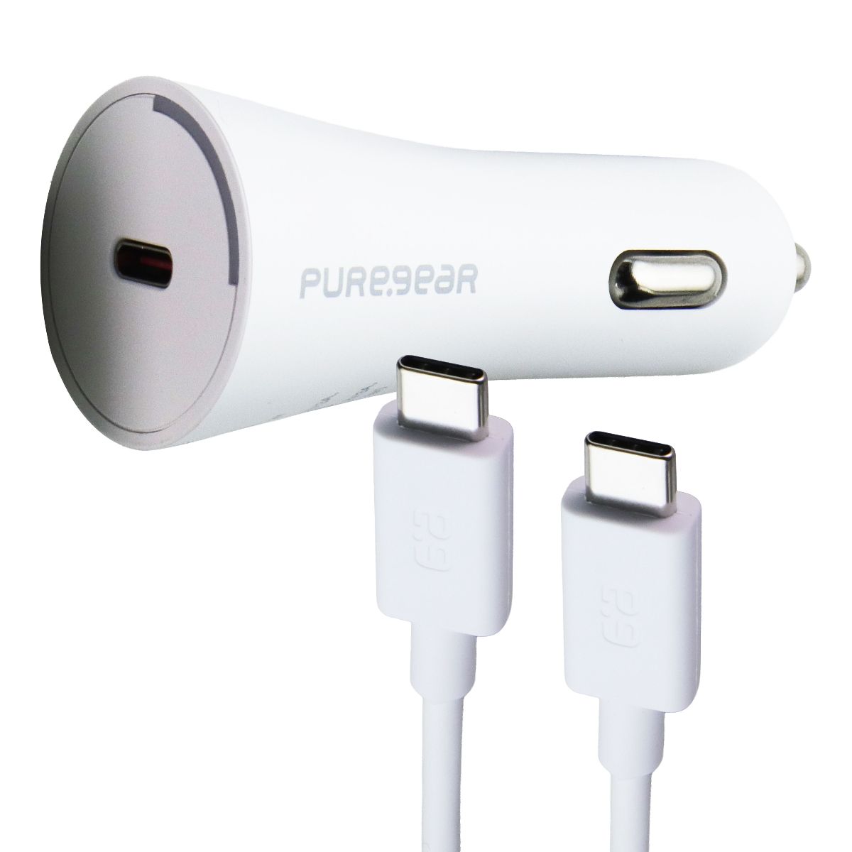 PureGear LightSpeed (30W) USB-C Car Charger + USB-C Cable - White (63997PG) Cell Phone - Chargers & Cradles PureGear - Simple Cell Bulk Wholesale Pricing - USA Seller