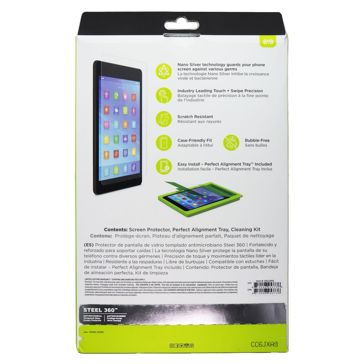 PureGear Steel 360 Screen Protector w/Alignment Tray for iPad (10th Gen) - Clear iPad/Tablet Accessories - Screen Protectors PureGear    - Simple Cell Bulk Wholesale Pricing - USA Seller