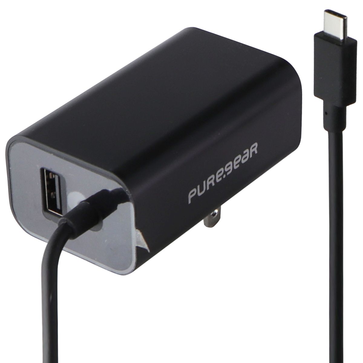 PureGear (24W) USB-C 5-Ft Wall Charger with Extra USB Port - Black Cell Phone - Chargers & Cradles PureGear    - Simple Cell Bulk Wholesale Pricing - USA Seller