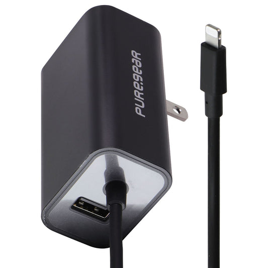 PureGear (24W) Lightning 8-Pin 5-Ft Wall Charger with Extra USB Port - Black Cell Phone - Chargers & Cradles PureGear    - Simple Cell Bulk Wholesale Pricing - USA Seller