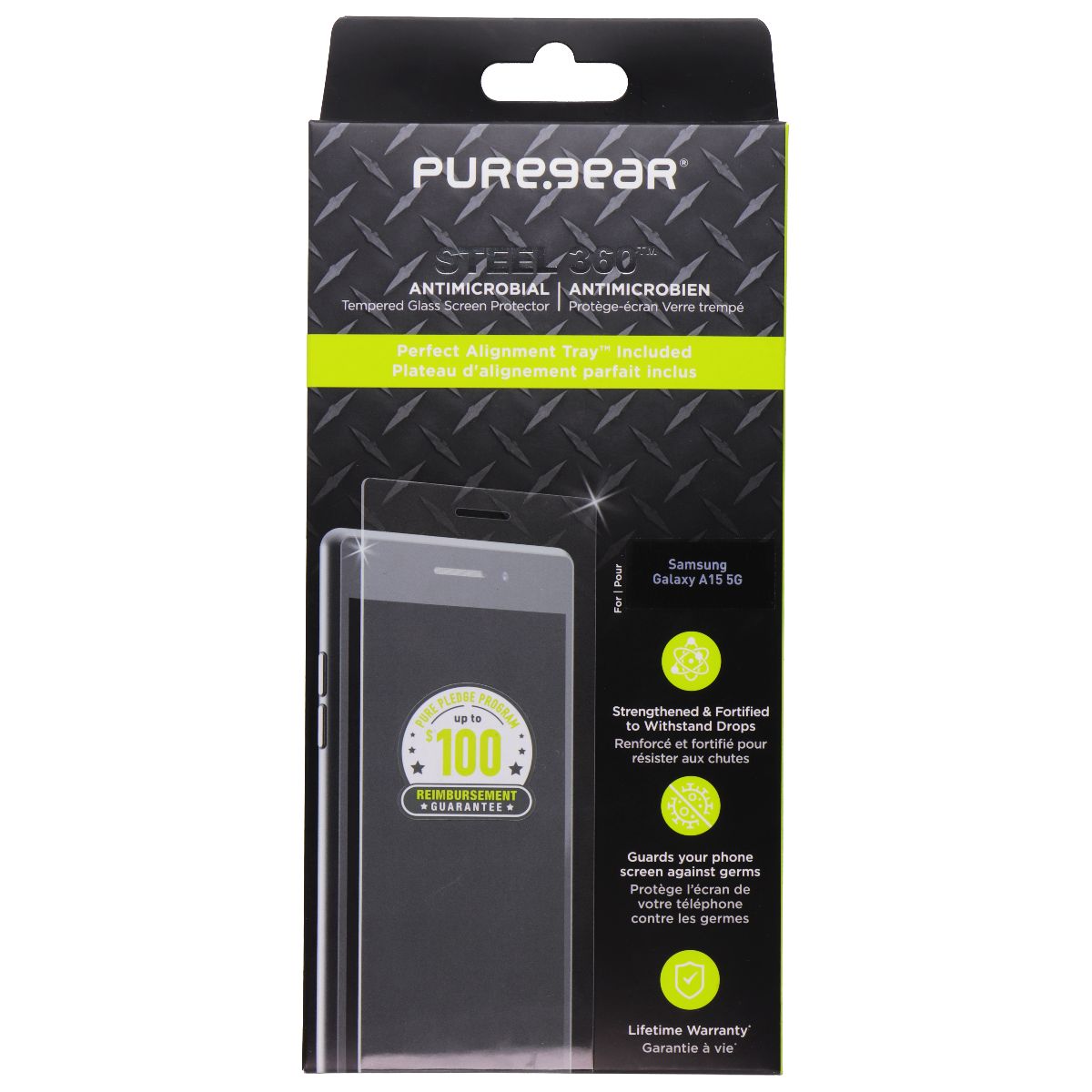PureGear Steel 360 Series Tempered Glass for Samsung Galaxy A15 5G - Clear Cell Phone - Screen Protectors PureGear    - Simple Cell Bulk Wholesale Pricing - USA Seller