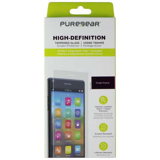 PureGear High-Definition Tempered Glass Screen Protector for Google Pixel 8 Cell Phone - Screen Protectors PureGear    - Simple Cell Bulk Wholesale Pricing - USA Seller