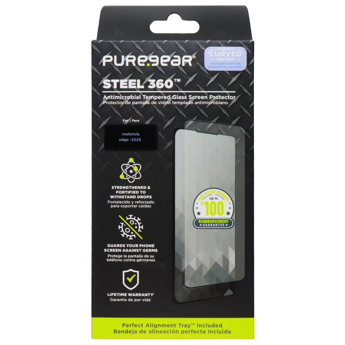 PureGear Steel 360 Tempered Glass Screen Protector for Motorola Moto Edge (2025) Cell Phone - Screen Protectors PureGear - Simple Cell Bulk Wholesale Pricing - USA Seller