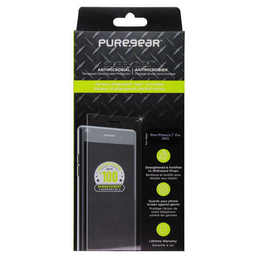 PureGear Steel 360 Tempered Glass Screen Protector for iPhone 15 Pro - Clear Cell Phone - Screen Protectors PureGear - Simple Cell Bulk Wholesale Pricing - USA Seller