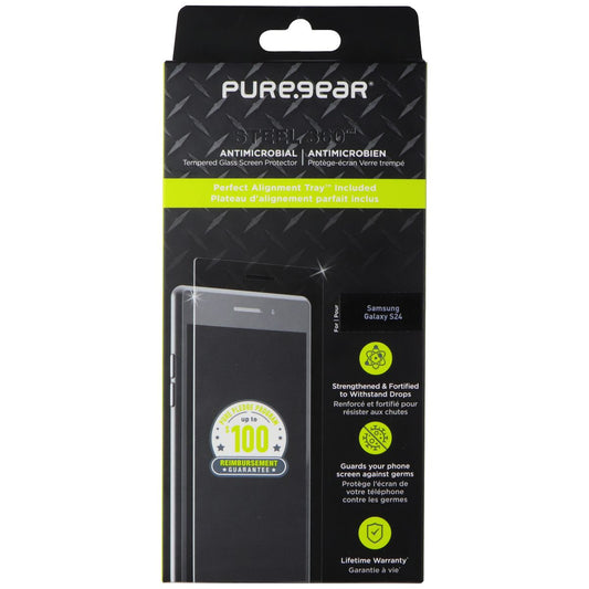 PureGear Steel 360 Tempered Glass Protector for Samsung Galaxy S24 - Clear Cell Phone - Screen Protectors PureGear - Simple Cell Bulk Wholesale Pricing - USA Seller
