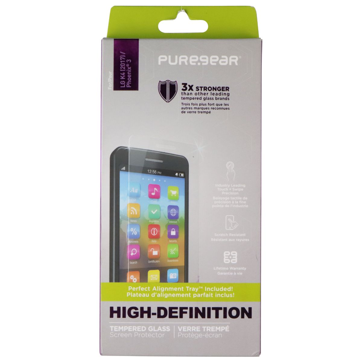 PureGear HD Tempered Glass with Self Alignment Tray for LG K4 (2017) / Phoenix 3 Cell Phone - Screen Protectors PureGear - Simple Cell Bulk Wholesale Pricing - USA Seller