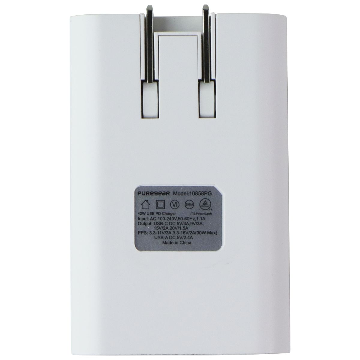 PureGear (42W) USB-A and USB-C Dual Port PD Charger - White (10858PG) Cell Phone - Cables & Adapters PureGear - Simple Cell Bulk Wholesale Pricing - USA Seller