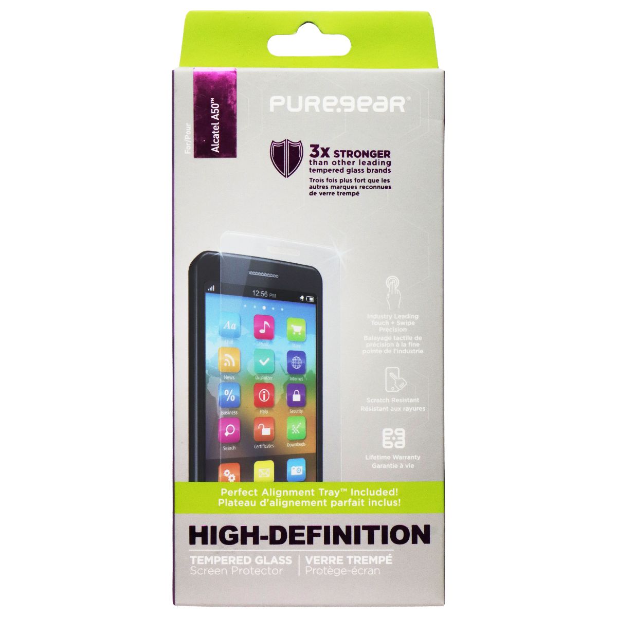 PureGear High-Definition Tempered Glass for Alcatel A50 Smartphone - Clear Cell Phone - Screen Protectors PureGear - Simple Cell Bulk Wholesale Pricing - USA Seller