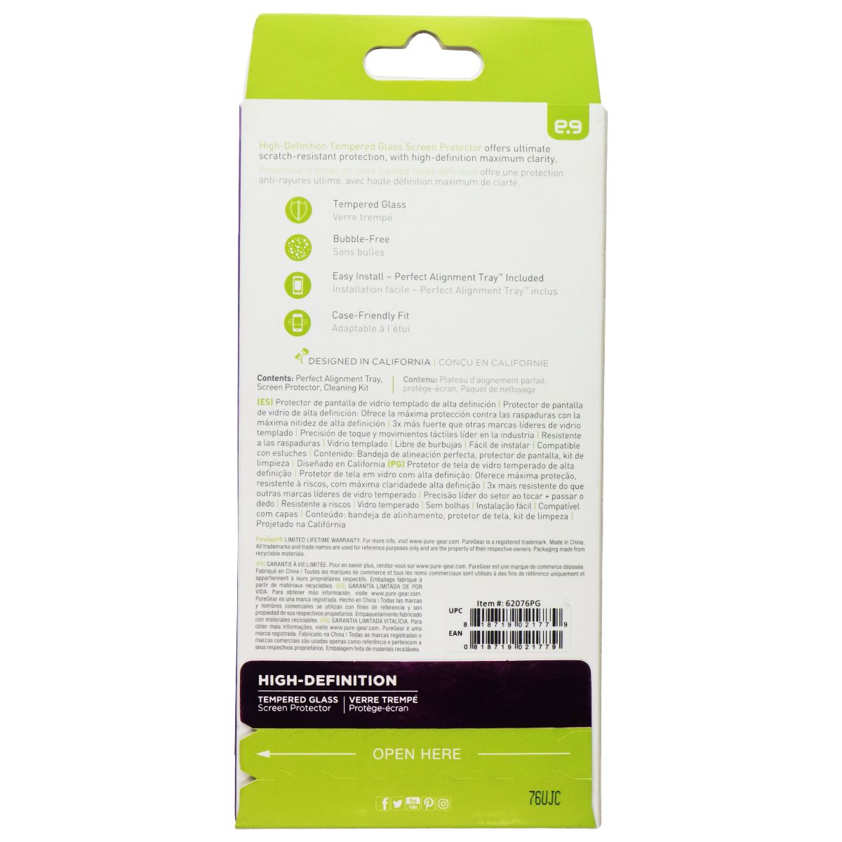 PureGear High-Definition Tempered Glass for Alcatel A50 Smartphone - Clear Cell Phone - Screen Protectors PureGear - Simple Cell Bulk Wholesale Pricing - USA Seller