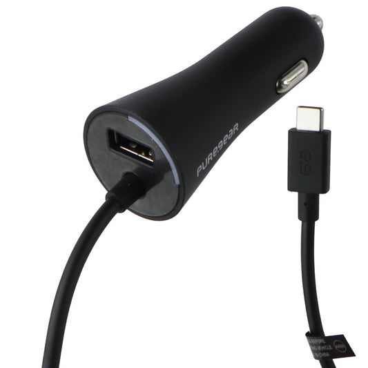 PureGear 24W Car Charger with 7-Ft USB-C Connector + Extra USB Port - Black Cell Phone - Chargers & Cradles PureGear - Simple Cell Bulk Wholesale Pricing - USA Seller