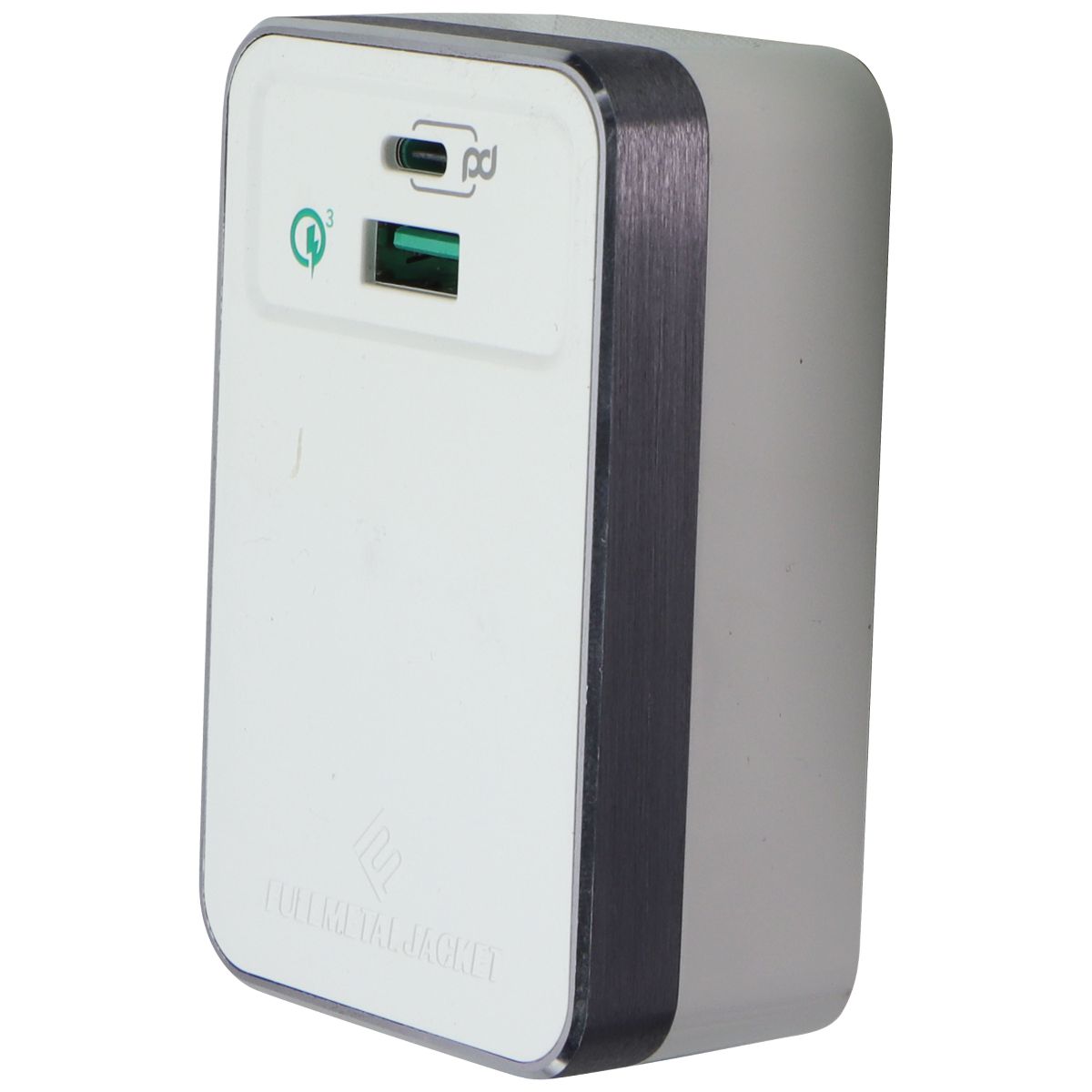 Qmadix Full Metal Jacket Dual-Port USB-C & USB-A 3.0 PD Charge Adapter - White Cell Phone - Cables & Adapters Qmadix - Simple Cell Bulk Wholesale Pricing - USA Seller