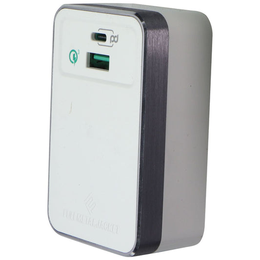 Qmadix Full Metal Jacket Dual-Port USB-C & USB-A 3.0 PD Charge Adapter - White Cell Phone - Cables & Adapters Qmadix - Simple Cell Bulk Wholesale Pricing - USA Seller