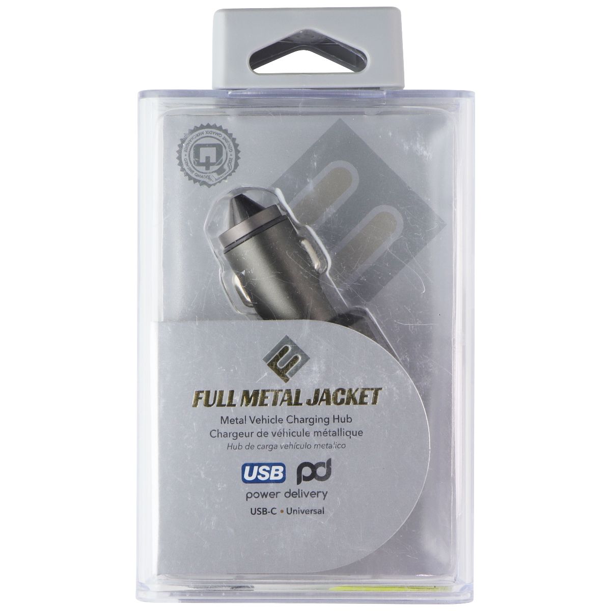 Qmadix Full Metal Jacket USB-C Power Delivery Car Charger - Silver Cell Phone - Chargers & Cradles Qmadix - Simple Cell Bulk Wholesale Pricing - USA Seller