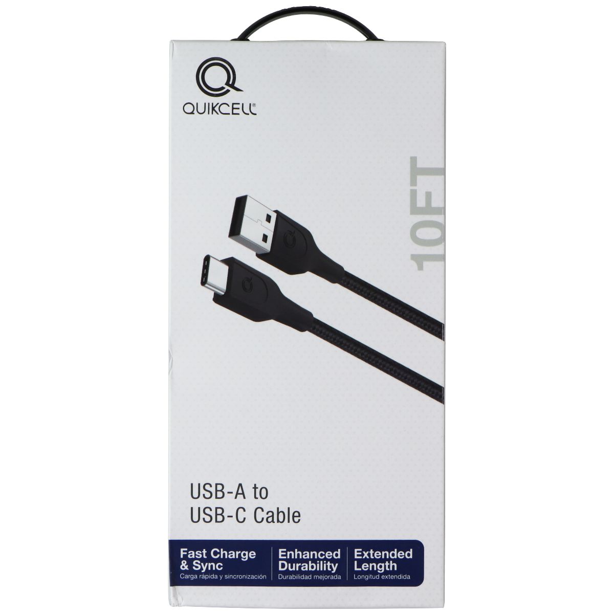 Quikcell 10FT Braided USB-A to USB-C Cable - Black Cell Phone - Cables & Adapters Quikcell - Simple Cell Bulk Wholesale Pricing - USA Seller