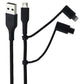 Quikcell 6FT USB-A to Micro USB, USB-C & Lightning 8-Pin Charging Cable - Black Cell Phone - Cables & Adapters Quikcell - Simple Cell Bulk Wholesale Pricing - USA Seller