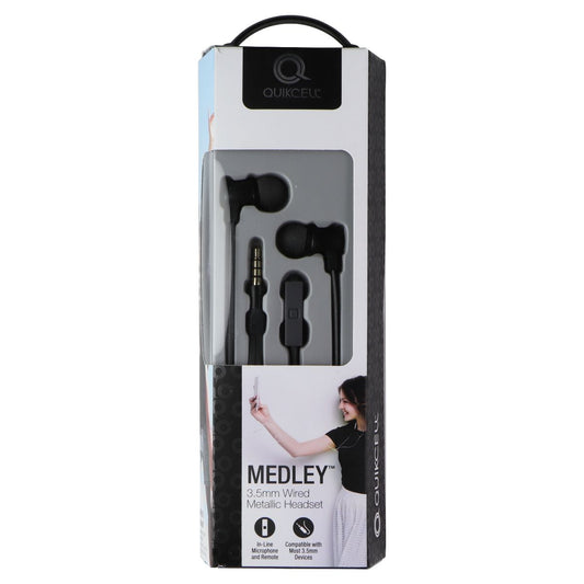 Quikcell Medley 3.5mm Wired Metallic Headset - Black Portable Audio - Headphones Quikcell - Simple Cell Bulk Wholesale Pricing - USA Seller