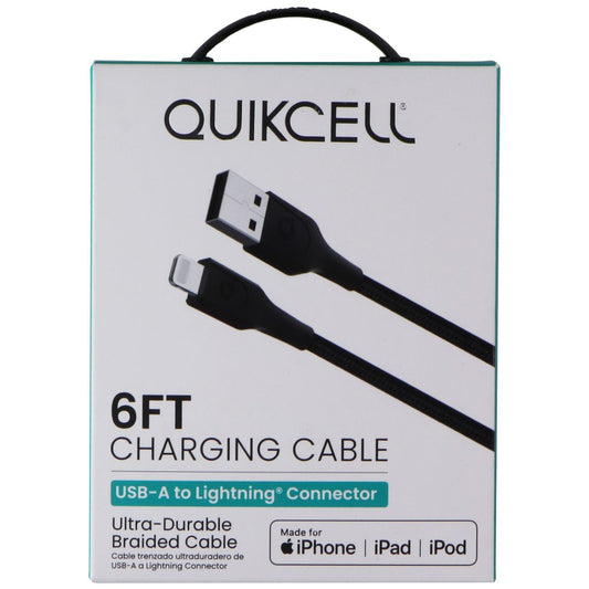 Quikcell 6FT USB-A to Lightning 8-Pin Charging Cable - Black Cell Phone - Cables & Adapters Quikcell    - Simple Cell Bulk Wholesale Pricing - USA Seller