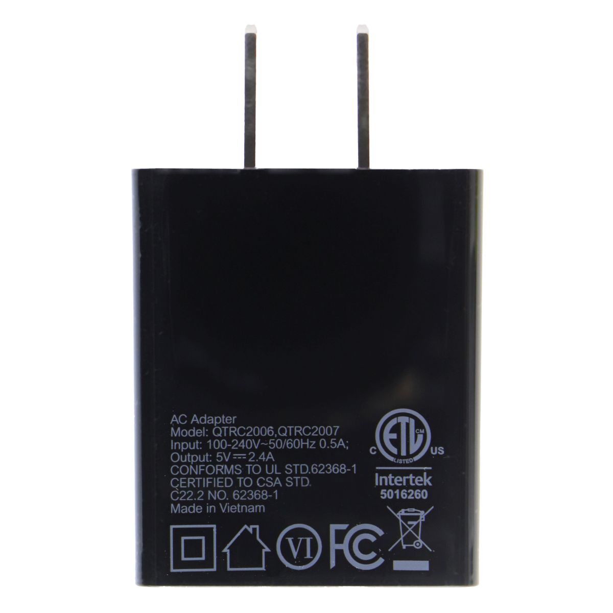 Quikcell Power Pack 2.4A Wall Charger with 4ft USB-A to USB-C Cable - Black Cell Phone - Cables & Adapters Quikcell - Simple Cell Bulk Wholesale Pricing - USA Seller