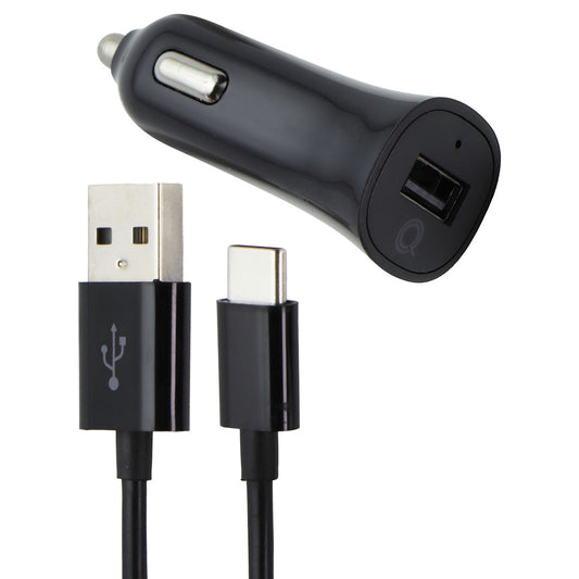 Quikcell Power Pack 2.4A Car Charger with 4ft USB-A to USB-C Cable - Black