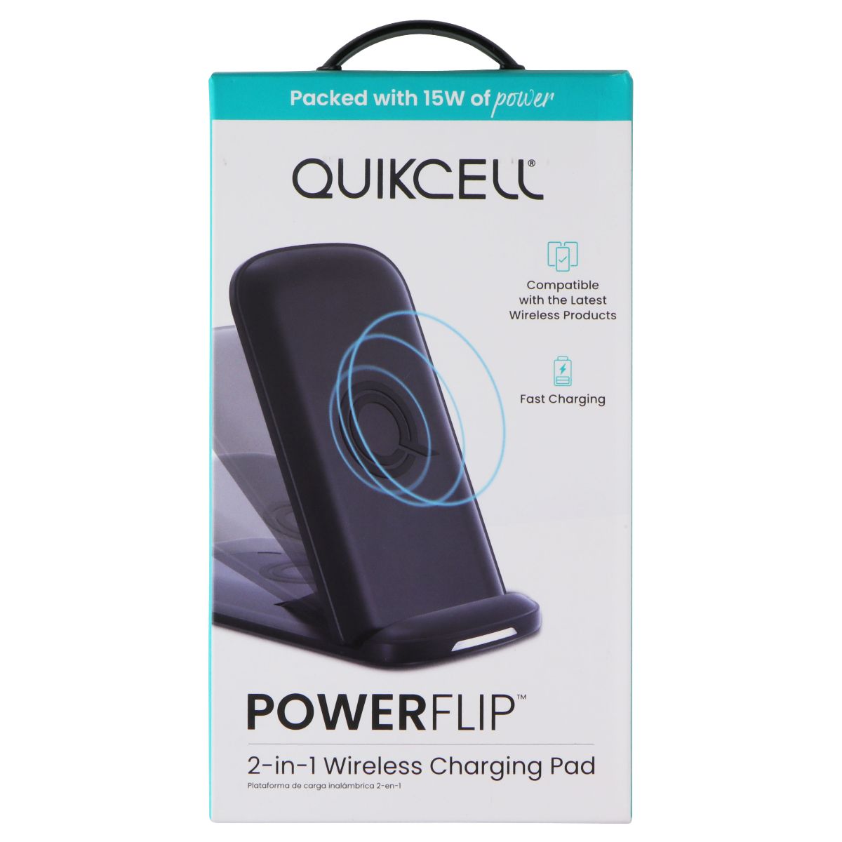 Quikcell (15W) Power Flip 2-in-1 Wireless Charging Pad - Black Cell Phone - Chargers & Cradles Quikcell    - Simple Cell Bulk Wholesale Pricing - USA Seller