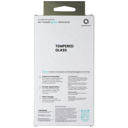 Quikcell Tempered Glass for Motorola Moto G Power 5G (2024) - Clear Cell Phone - Screen Protectors Quikcell - Simple Cell Bulk Wholesale Pricing - USA Seller