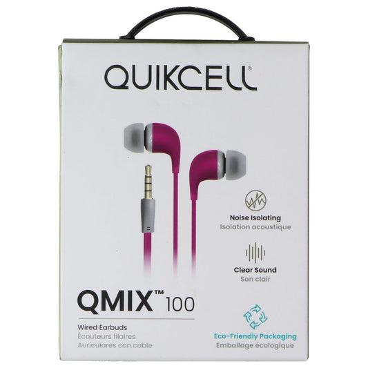 Quikcell QMIX 100 Series Wired 3.5mm Earbuds - Pink Portable Audio - Headphones Quikcell - Simple Cell Bulk Wholesale Pricing - USA Seller