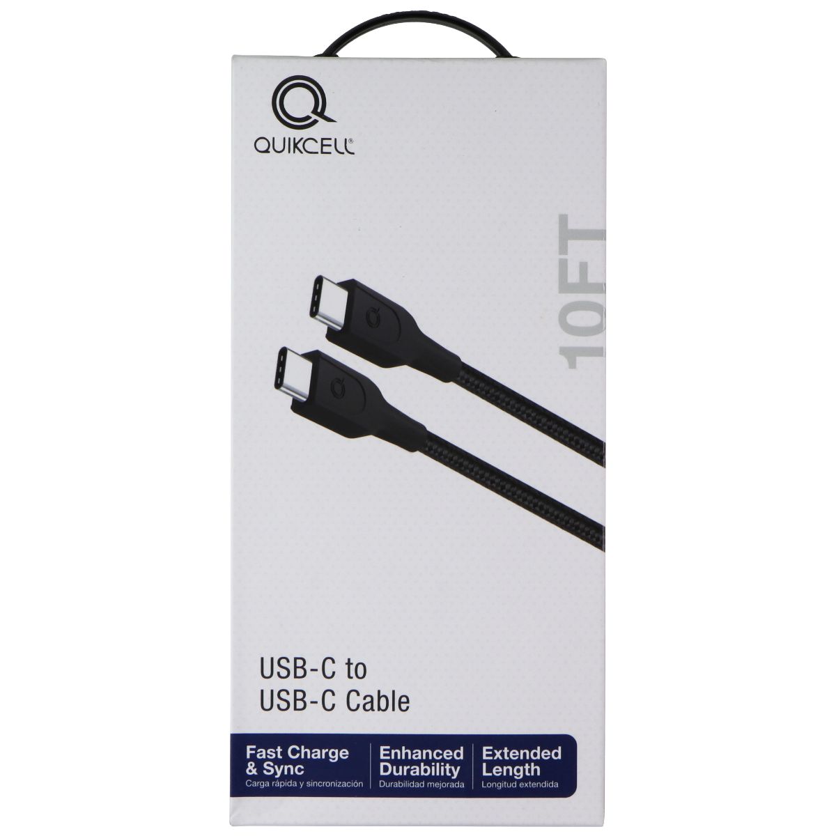 Quikcell 10ft Braided USB-C to USB-C Cable - Black Cell Phone - Cables & Adapters Quikcell    - Simple Cell Bulk Wholesale Pricing - USA Seller