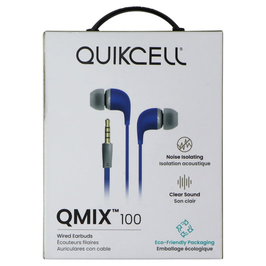 Quikcell QMIX 100 Wired Earbuds - Blue Portable Audio - Headphones Quikcell    - Simple Cell Bulk Wholesale Pricing - USA Seller