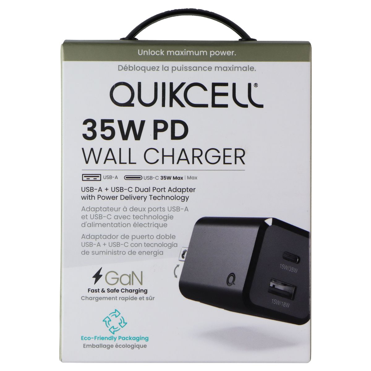 Quikcell (35W) PD Wall Charger Dual Port (USB-C/USB-A) Adapter (GaN Charging) Cell Phone - Chargers & Cradles Quikcell    - Simple Cell Bulk Wholesale Pricing - USA Seller